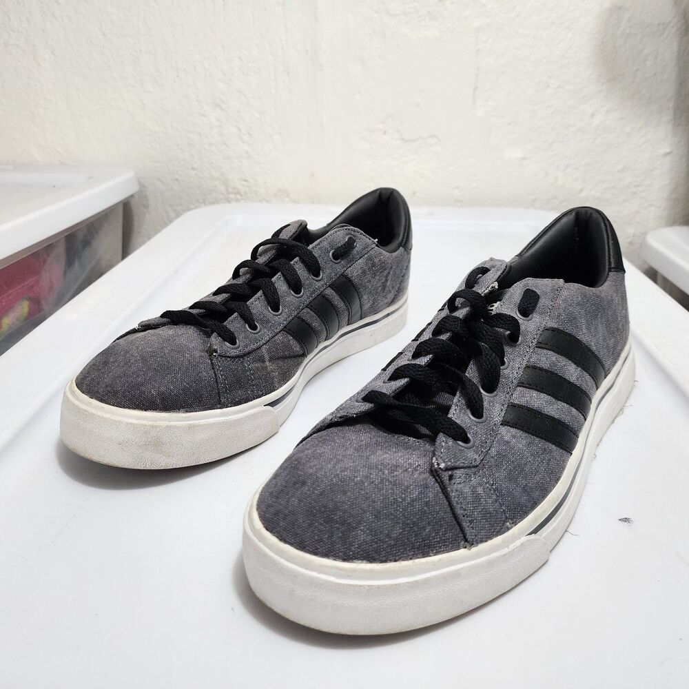 Adidas Daily 2.0 Black Denim Ortholite Lace Sneakers Skateboard Low Mens 11